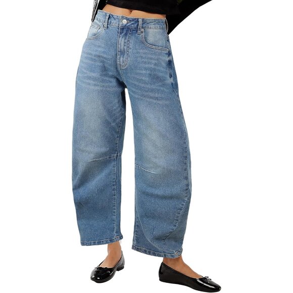 Leopard Wide Leg Pants Cotton Mid Rise Casual Street Wear Women - Picture 1 of 5